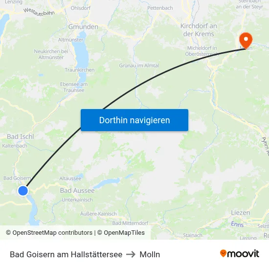 Bad Goisern am Hallstättersee to Molln map