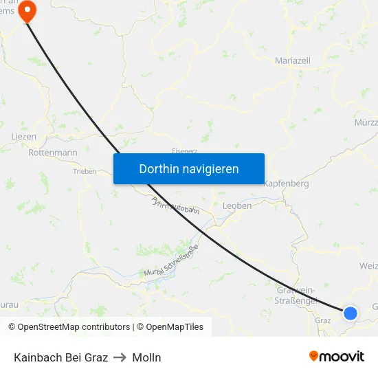 Kainbach Bei Graz to Molln map