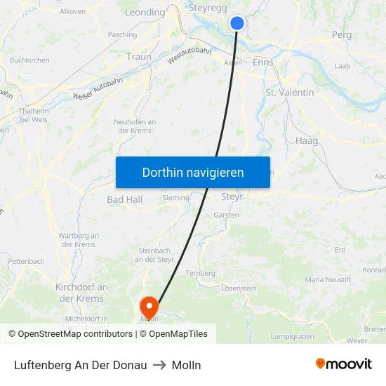 Luftenberg An Der Donau to Molln map