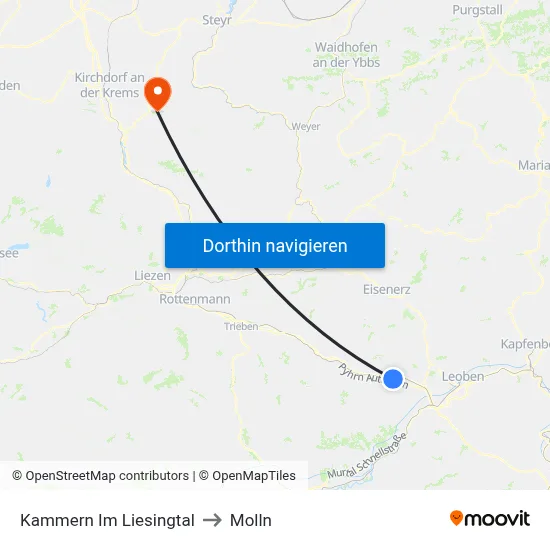 Kammern Im Liesingtal to Molln map