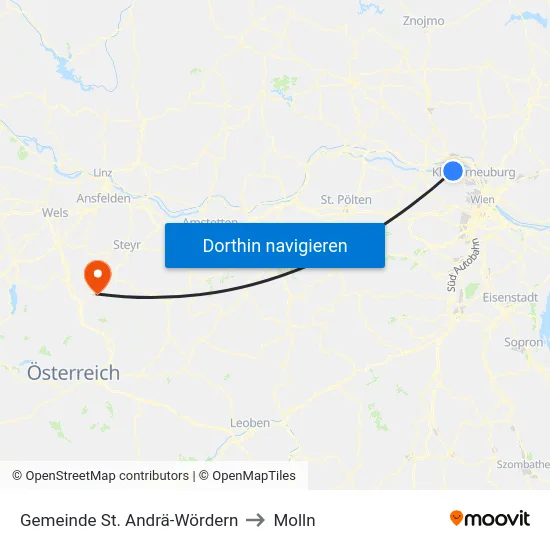 Gemeinde St. Andrä-Wördern to Molln map