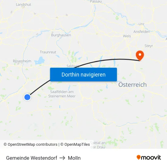 Gemeinde Westendorf to Molln map