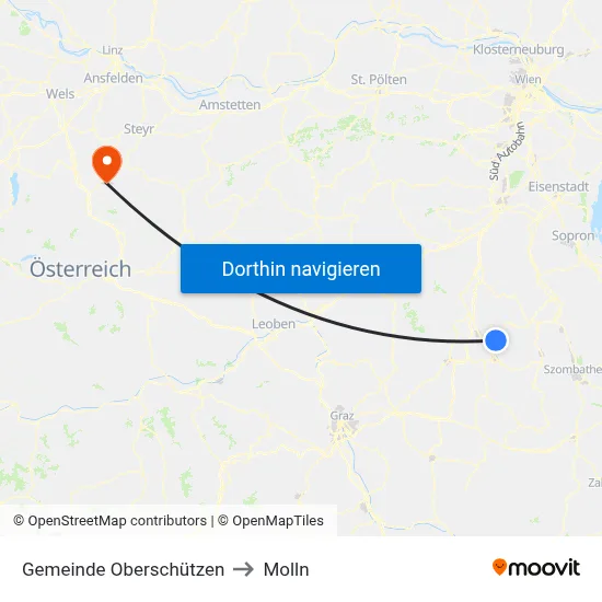 Gemeinde Oberschützen to Molln map