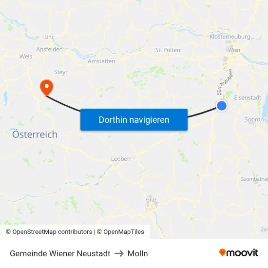 Gemeinde Wiener Neustadt to Molln map