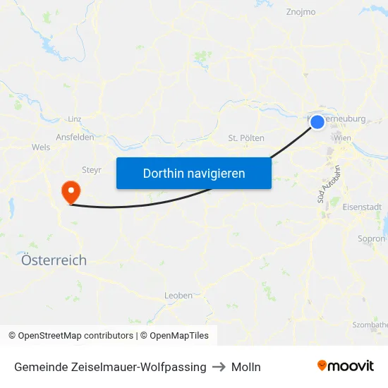 Gemeinde Zeiselmauer-Wolfpassing to Molln map