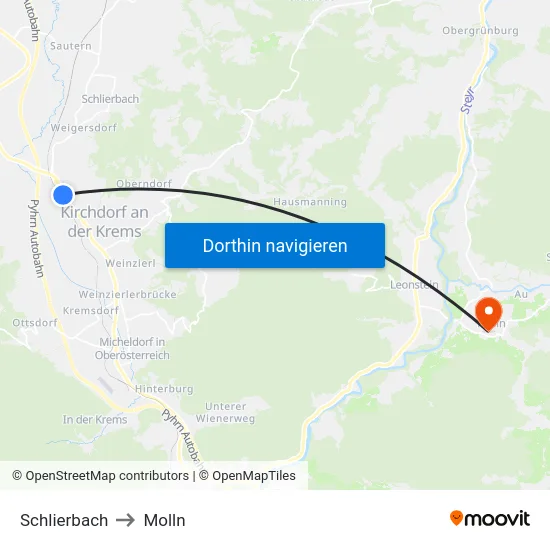 Schlierbach to Molln map