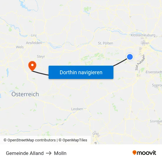 Gemeinde Alland to Molln map
