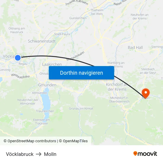 Vöcklabruck to Molln map