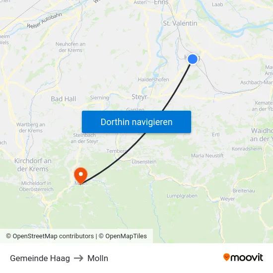 Gemeinde Haag to Molln map