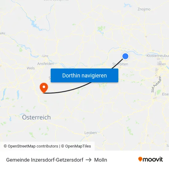 Gemeinde Inzersdorf-Getzersdorf to Molln map