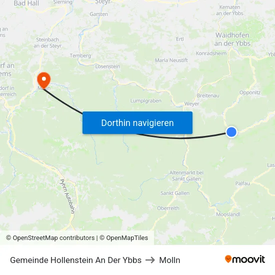 Gemeinde Hollenstein An Der Ybbs to Molln map