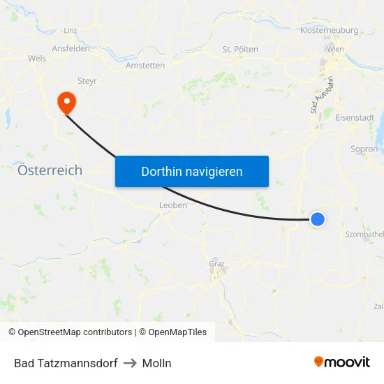 Bad Tatzmannsdorf to Molln map