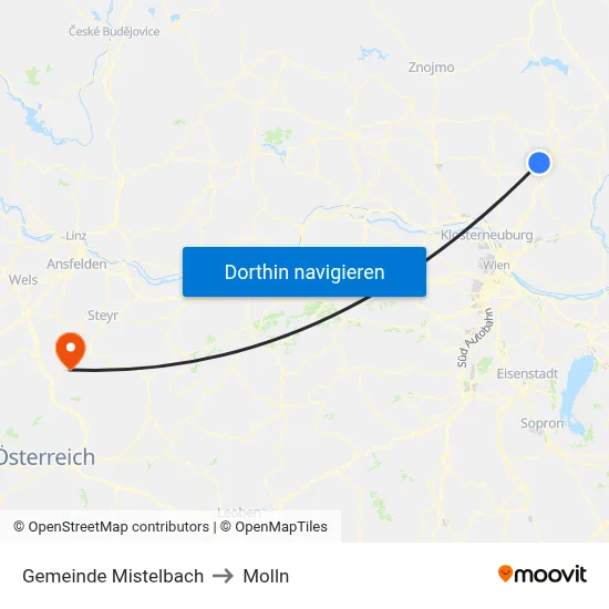 Gemeinde Mistelbach to Molln map