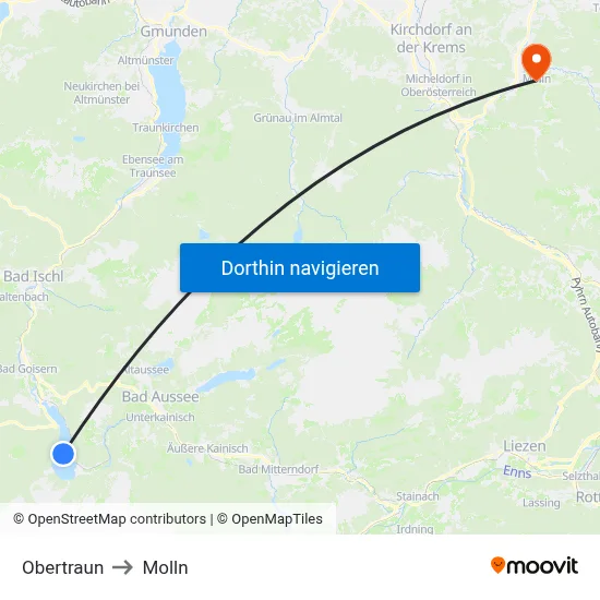 Obertraun to Molln map