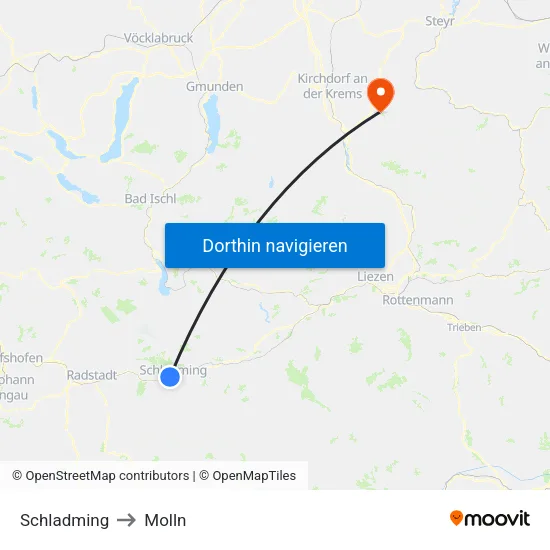 Schladming to Molln map