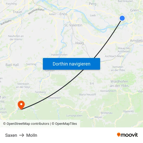 Saxen to Molln map
