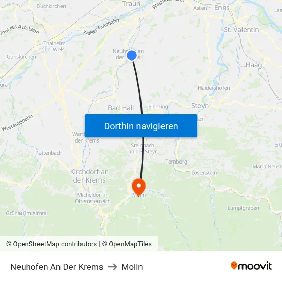Neuhofen An Der Krems to Molln map