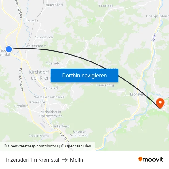 Inzersdorf Im Kremstal to Molln map