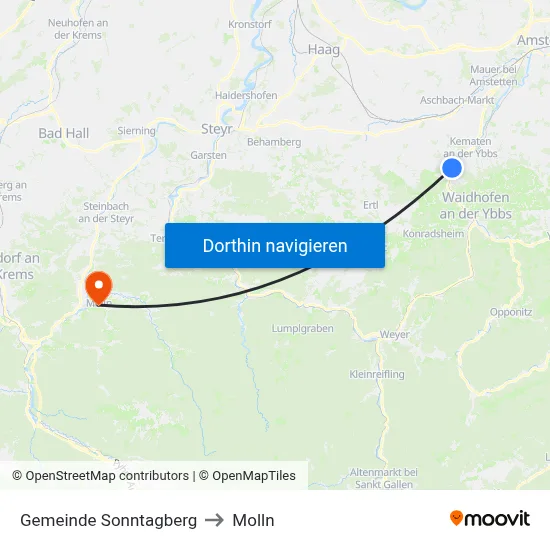 Gemeinde Sonntagberg to Molln map