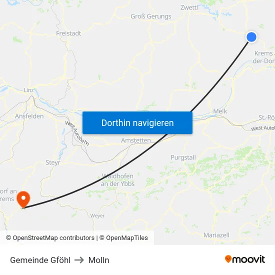 Gemeinde Gföhl to Molln map