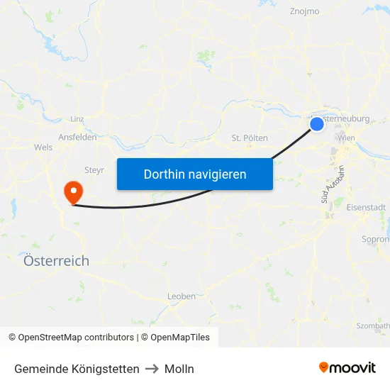 Gemeinde Königstetten to Molln map