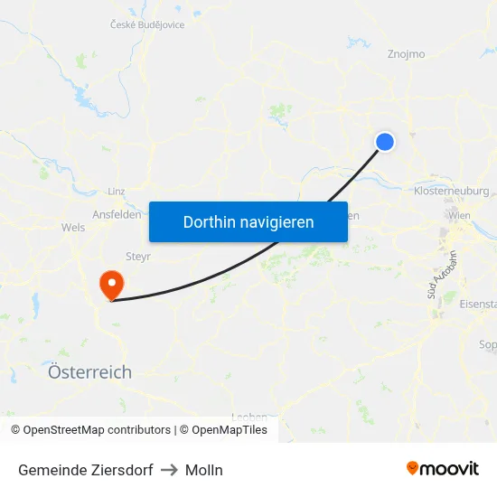 Gemeinde Ziersdorf to Molln map