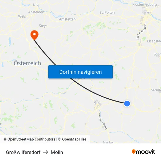Großwilfersdorf to Molln map