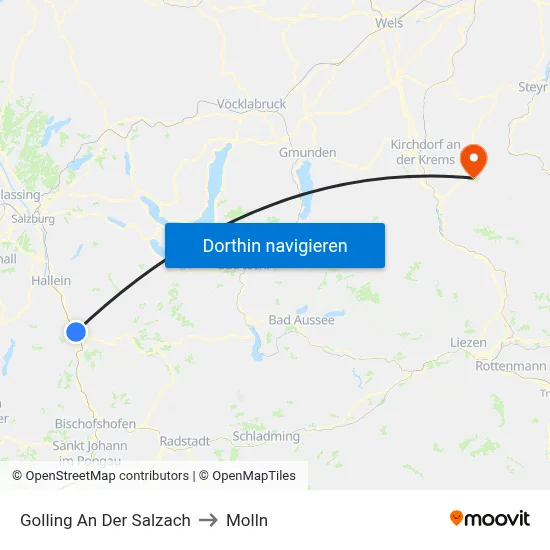 Golling An Der Salzach to Molln map