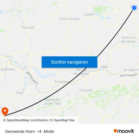 Gemeinde Horn to Molln map