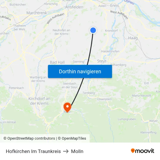 Hofkirchen Im Traunkreis to Molln map