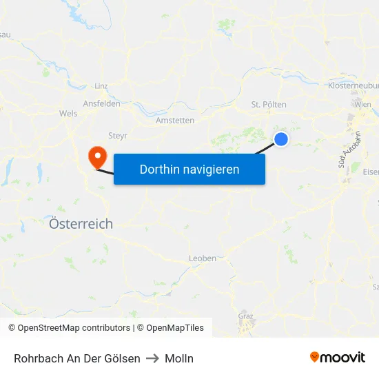 Rohrbach An Der Gölsen to Molln map