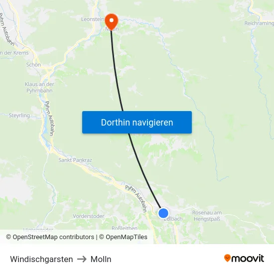 Windischgarsten to Molln map