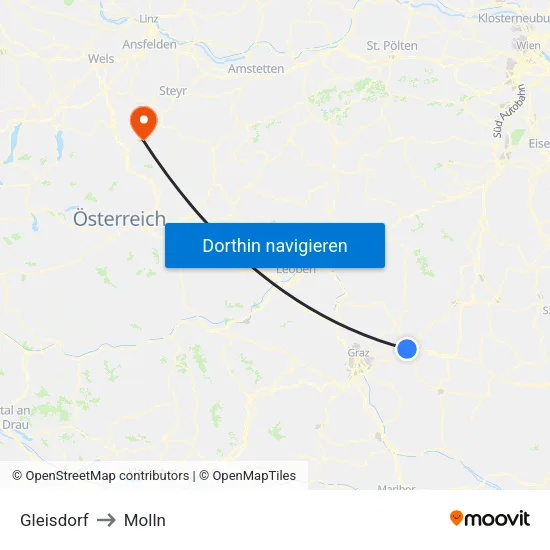 Gleisdorf to Molln map