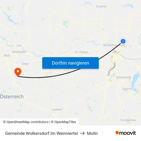 Gemeinde Wolkersdorf Im Weinviertel to Molln map