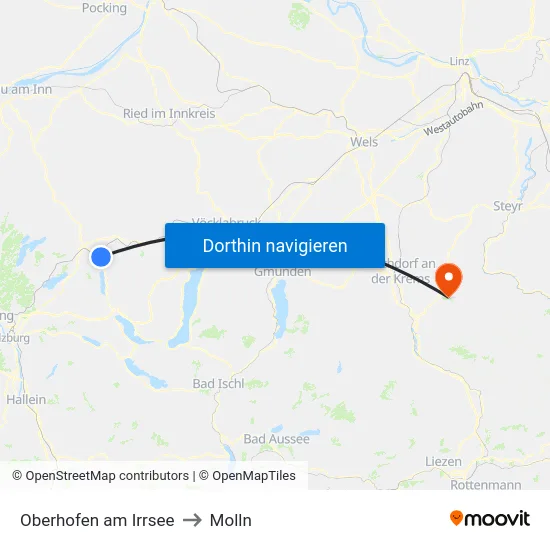 Oberhofen am Irrsee to Molln map