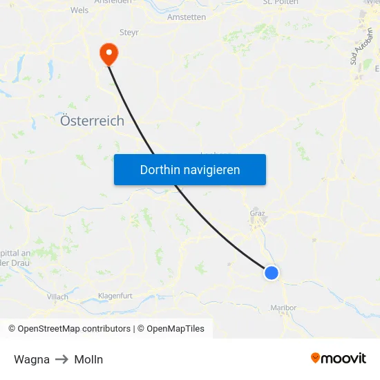 Wagna to Molln map