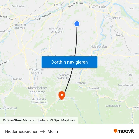 Niederneukirchen to Molln map