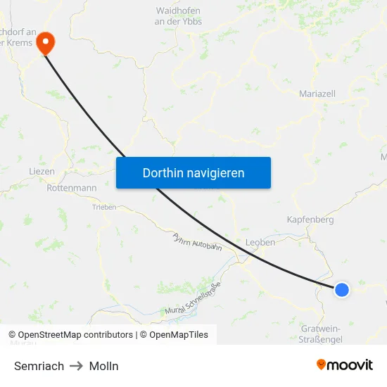 Semriach to Molln map