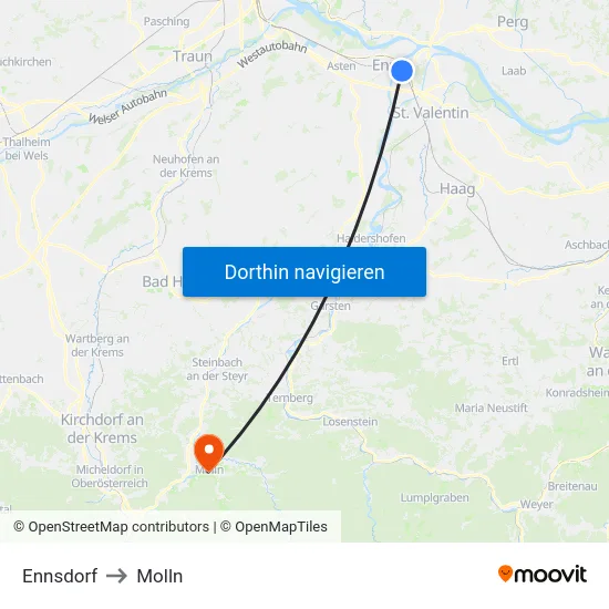 Ennsdorf to Molln map