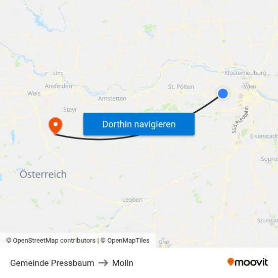 Gemeinde Pressbaum to Molln map