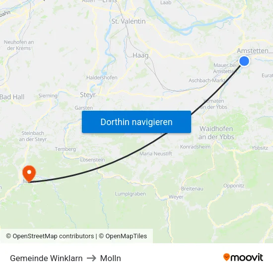 Gemeinde Winklarn to Molln map