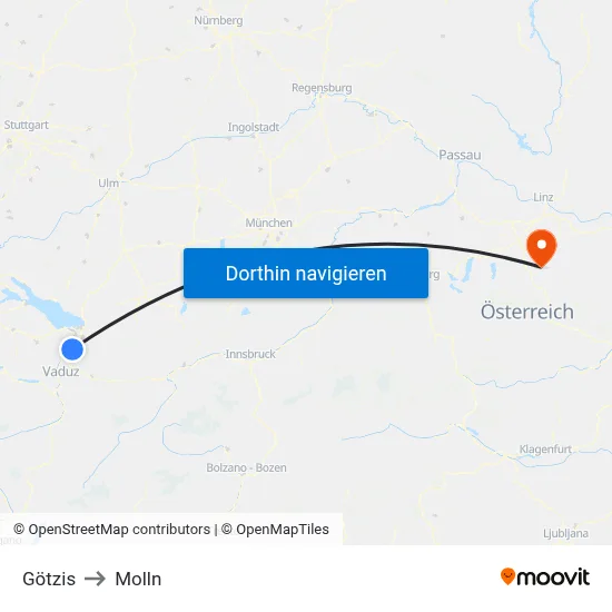 Götzis to Molln map