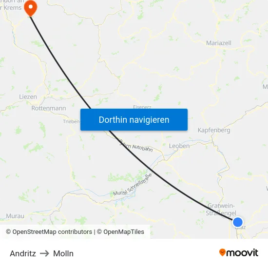 Andritz to Molln map
