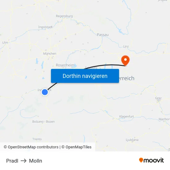 Pradl to Molln map