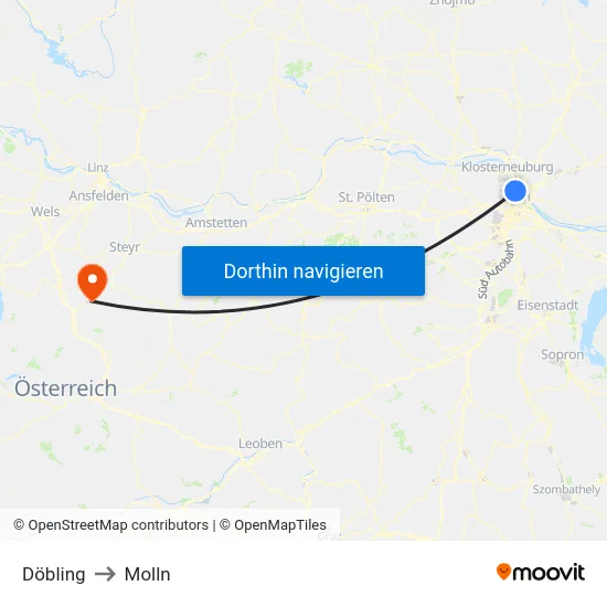 Döbling to Molln map