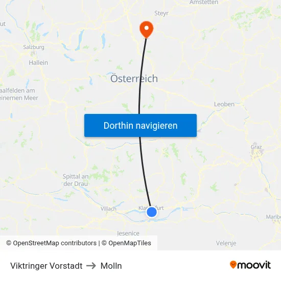 Viktringer Vorstadt to Molln map