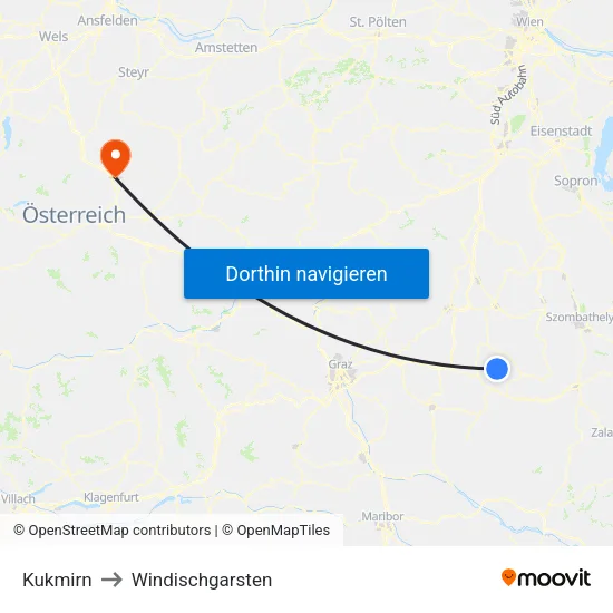Kukmirn to Windischgarsten map