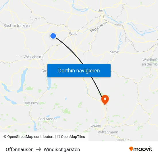 Offenhausen to Windischgarsten map