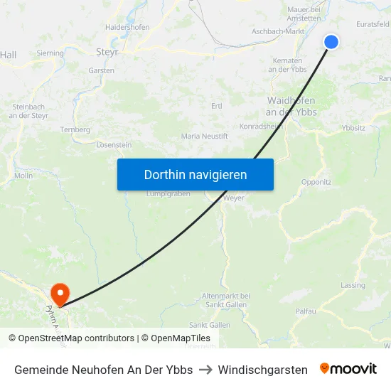 Gemeinde Neuhofen An Der Ybbs to Windischgarsten map