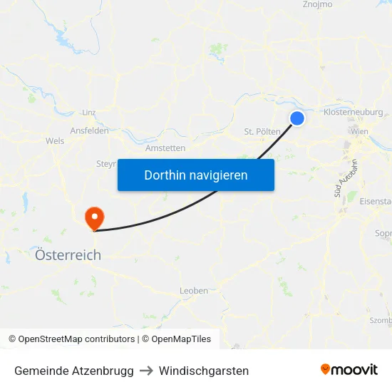 Gemeinde Atzenbrugg to Windischgarsten map